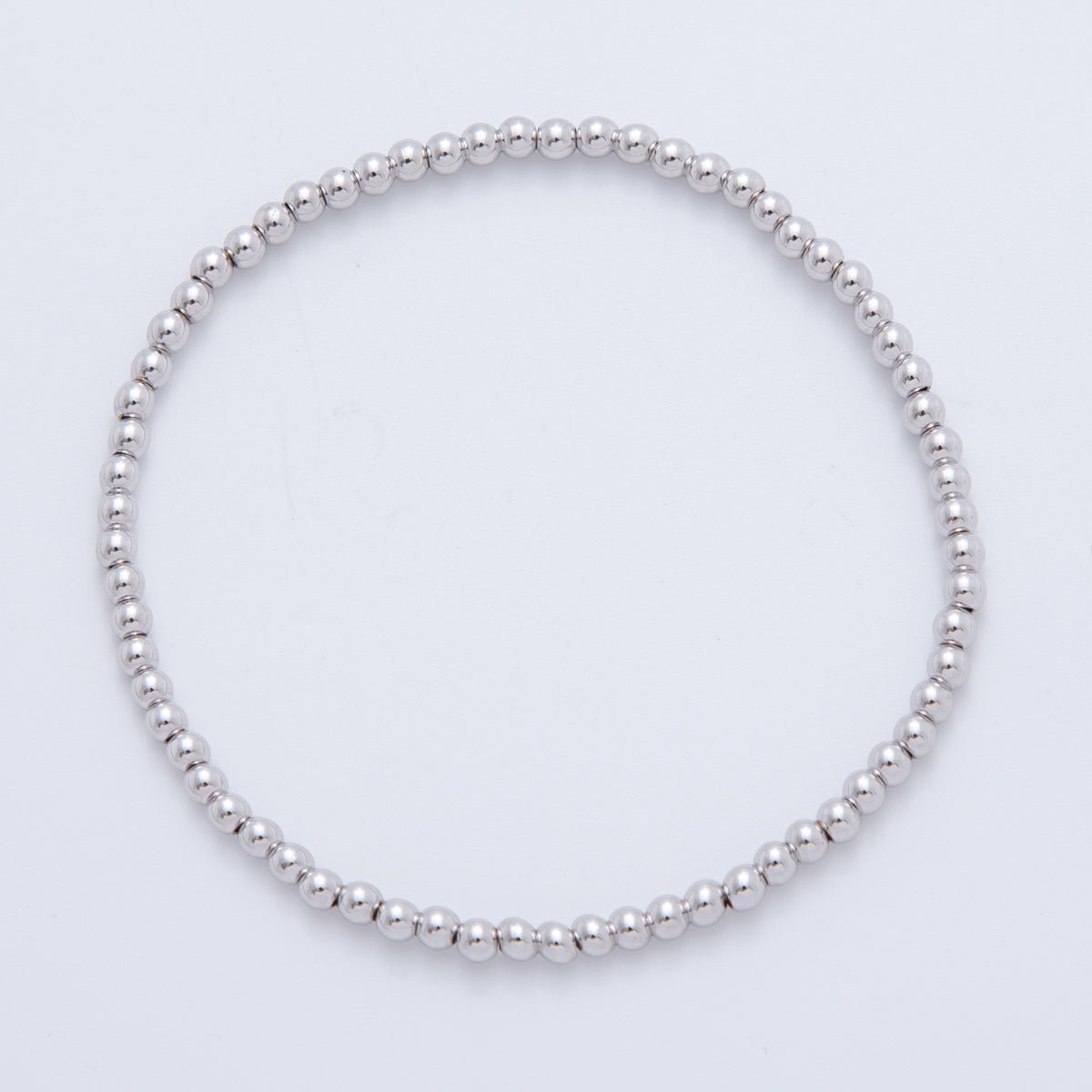 Silver 3mm, 4mm, 5mm, 6mm Minimalist Round Ball Stretch Bracelet | WA-01283