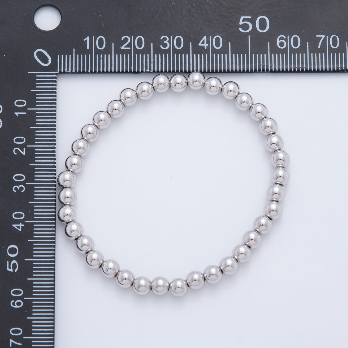 Silver 3mm, 4mm, 5mm, 6mm Minimalist Round Ball Stretch Bracelet | WA-01283