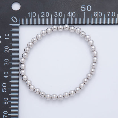 Silver 3mm, 4mm, 5mm, 6mm Minimalist Round Ball Stretch Bracelet | WA-01283