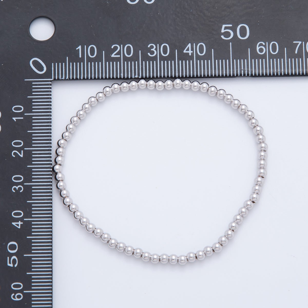 Silver 3mm, 4mm, 5mm, 6mm Minimalist Round Ball Stretch Bracelet | WA-01283