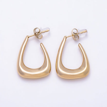 Stainless Steel 25mm Minimalist Triangle J-Shaped Hoop | Earrings-00731